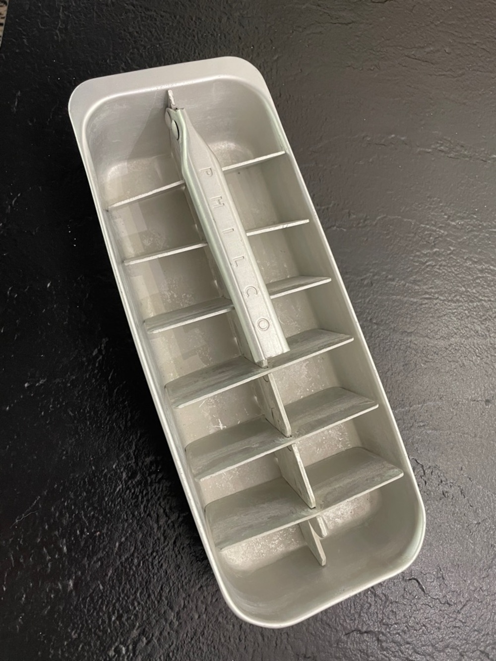 Philco Vintage Silver Metal Ice Cube Tray with Divider